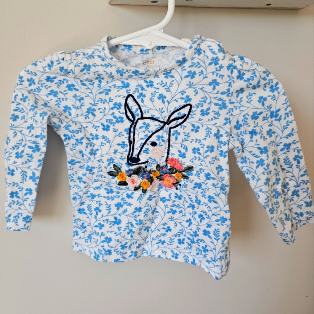 Ever & Ever long sleeve floral deer tee size 6 months.